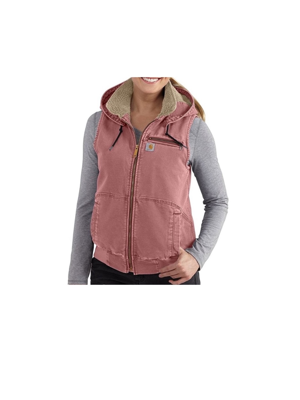 Carhartt Weathered Duck Wildwood Sherpa lined hooded vest